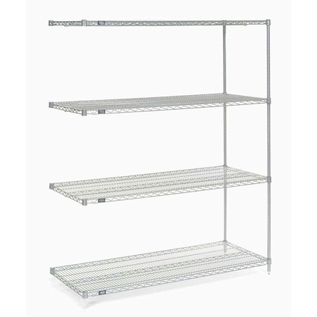 Nexel Poly-Z-Brite 5 Tier Wire Shelving Add-On Unit, 54W x 21D x 86H A21548Z5